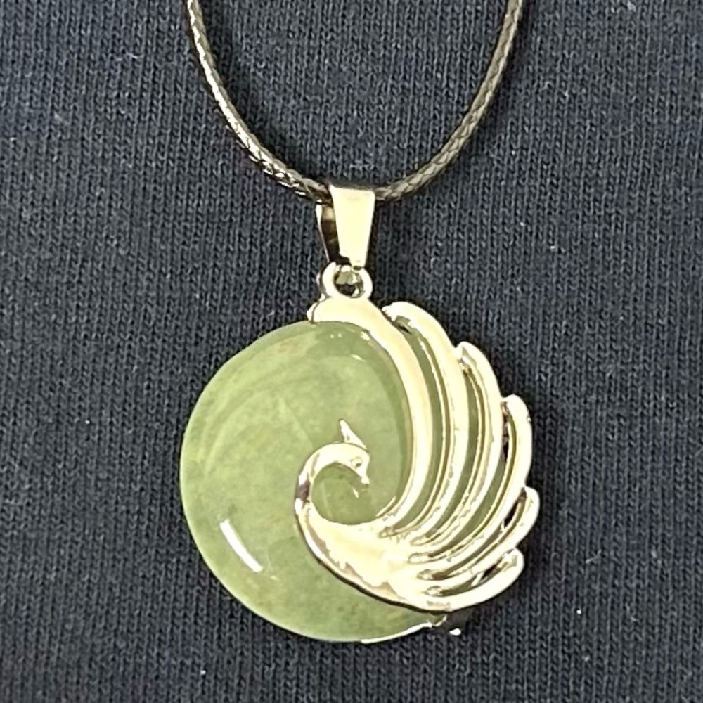 Peacock Green Aventurine Natural Stone Pendant Necklace Gemstone Pendant